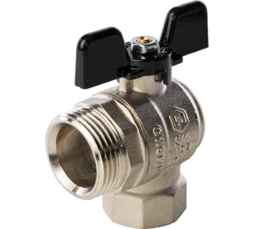 Кран шаровой полнопроходной угловой ВР/НР 3/4" американка, ручка бабочка Stout