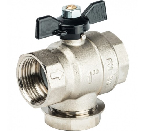 Кран шаровой с фильтром 1", ручка бабочка Stout