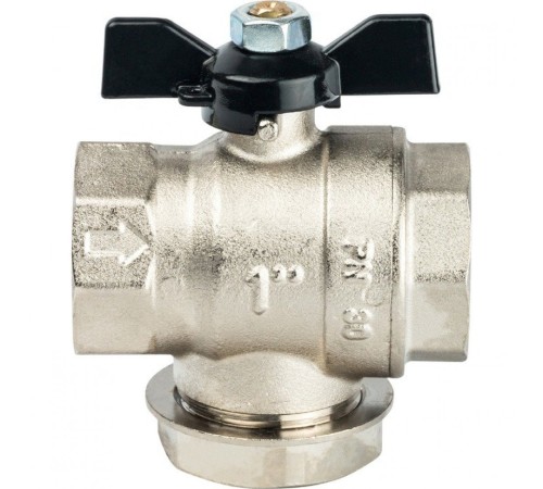 Кран шаровой с фильтром 1", ручка бабочка Stout