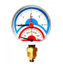 Термоманометр радиальный 80 мм 1/2", 4 бар, 120°C Watts FR 828