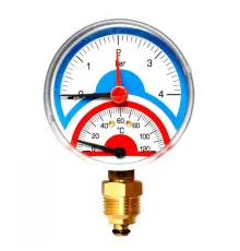 Термоманометр радиальный 80 мм 1/2", 4 бар, 120°C Watts FR 828