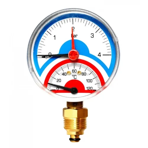 Термоманометр радиальный 80 мм 1/2", 4 бар, 120°C Watts FR 828