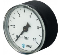 Манометр аксиальный 50 мм 1/4", 0-10 бар STOUT