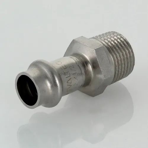 Пресс-муфта с наружной резьбой 12 мм х 1/2"  из нержавеющей стали VTi.901.I.001204 VALTEC (ВАЛТЕК)