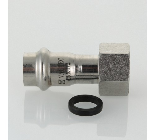 Пресс-муфта с накидной гайкой 12 мм х 1/2"  из нержавеющей стали VTi.908.I.001204 VALTEC (ВАЛТЕК)