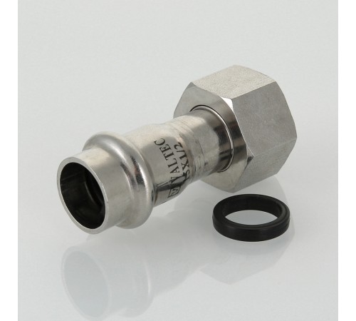 Пресс-муфта с накидной гайкой 15 мм х 1/2"  из нержавеющей стали VTi.908.I.001504 VALTEC (ВАЛТЕК)
