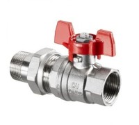Кран шаровый 1 1/4" НГ с американкой маховик из алюминия Optibal Oventrop