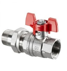 Кран шаровый 1 1/4" НГ с американкой маховик из алюминия Optibal Oventrop