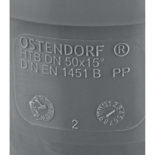 Отвод канализационный HTB 50 15° Ostendorf