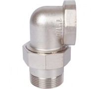 Разъемное угловое соединение "американка" ВН 1 1/4", уплотнение под гайкой o-ring кольцо, никелированное Stout