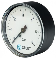 Манометр аксиальный 63 мм 1/4", 0-6 бар STOUT