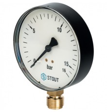 Манометр радиальный 100 мм 1/2", 0-16 бар STOUT