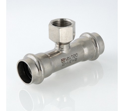 Пресс-тройник с внутренней резьбой 22 х 1/2" х 22 мм из нержавеющей стали VTi.932.I.220422 VALTEC (ВАЛТЕК)