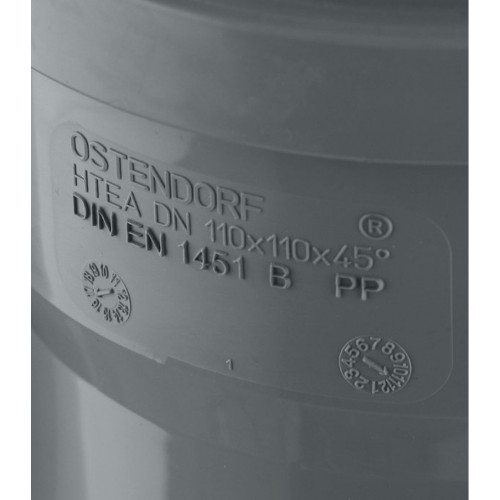 Тройник канализационный HTEA 110х110/45° Ostendorf