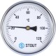 Термометр биметаллический 100 мм 1/2", 120°C с погружной гильзой 100 мм STOUT