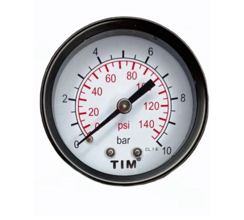 Манометр аксиальный 50 мм 1/4", 0-10 бар TIM Манометр аксиальный 50 мм 1/4", 0-10 бар TIM