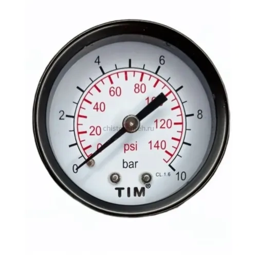 Манометр аксиальный 50 мм 1/4", 0-10 бар TIM