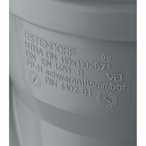 Крестовина канализационная HTDA 110х110х110 67° одноплоскостная Ostendorf
