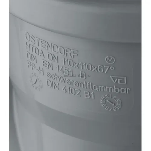 Крестовина канализационная HTDA 110х110х110 67° одноплоскостная Ostendorf
