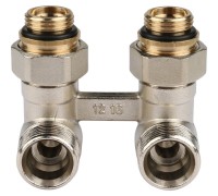 Узел нижнего подключения радиатора 1/2" НР x 3/4" НР, угловой REHAU (РЕХАУ - 12407371001)