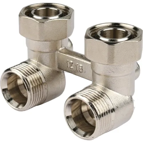 Узел нижнего подключения радиатора 1/2" НР x 3/4" НР, угловой REHAU (РЕХАУ - 12407371001)