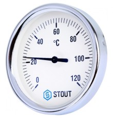 Термометр биметаллический 80 мм 1/2", 120°C с погружной гильзой 50 мм, с самоуплотнением STOUT