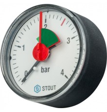 Манометр аксиальный 50 мм 1/4" с указателем предела, 0-4 бар STOUT