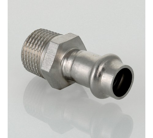 Пресс-муфта с наружной резьбой 18 мм х 3/4"  из нержавеющей стали VTi.901.I.001805 VALTEC (ВАЛТЕК)