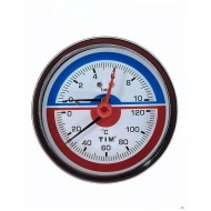 Термоманометр аксиальный 80 мм 1/2", 10 бар TIM