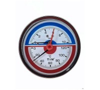 Термоманометр аксиальный 80 мм 1/2", 10 бар TIM