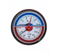 Термоманометр аксиальный 80 мм 1/2", 10 бар TIM