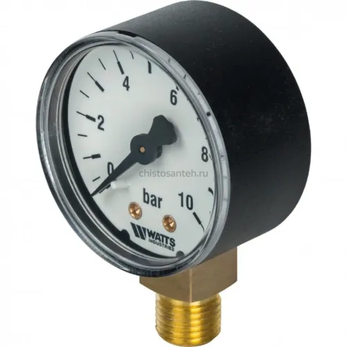 Манометр радиальный 50 мм 1/4", 0-10 бар Watts F+R200
