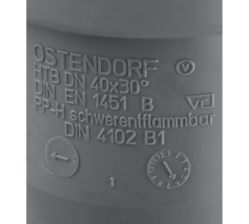 Отвод канализационный HTB 40 30° Ostendorf Отвод канализационный HTB 40 30° Ostendorf