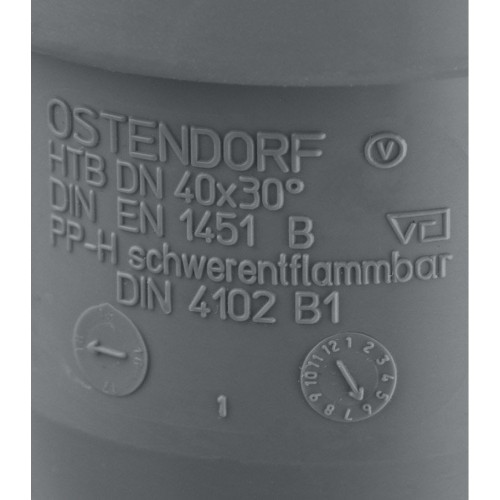 Отвод канализационный HTB 40 30° Ostendorf