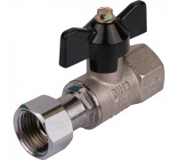 Кран шаровой с накидной гайкой ВР 1/2x1/2 с накидной гайкой, ручка бабочка Stout