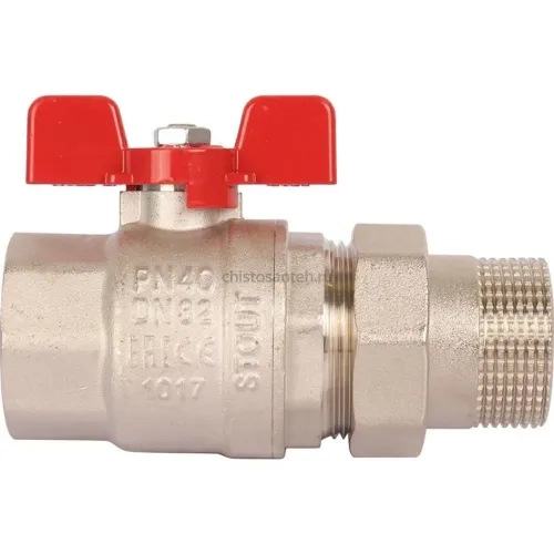 Кран шаровой полнопроходной ВР/НР 1 1/4" американка, ручка бабочка EPDM Stout