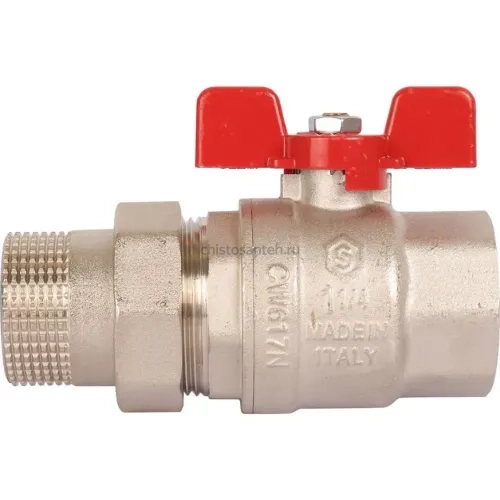 Кран шаровой полнопроходной ВР/НР 1 1/4" американка, ручка бабочка EPDM Stout