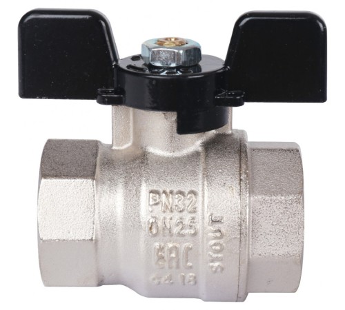 Кран шаровой стандартнопроходной ВР/ВР 1", ручка бабочка Stout