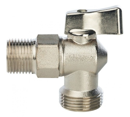 Кран шаровой угловой 1/2"x3/4" для стиральной машины Stout Кран шаровой угловой 1/2"x3/4" для стиральной машины Stout