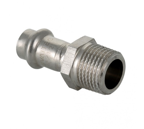 Пресс-муфта с наружной резьбой 22 мм х 1"  из нержавеющей стали VTi.901.I.002206 VALTEC (ВАЛТЕК)