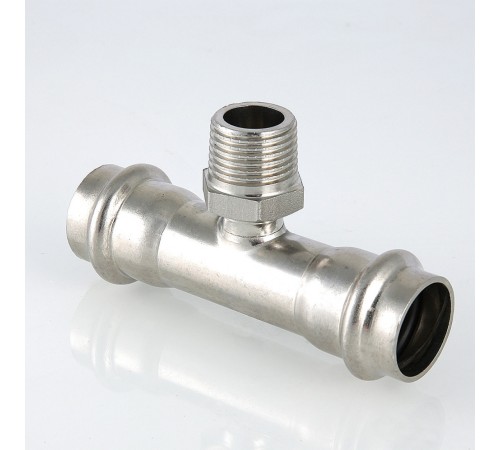 Пресс-тройник с наружной резьбой 28 х 3/4" х 28 мм из нержавеющей стали VTi.933.I.280528 VALTEC (ВАЛТЕК)