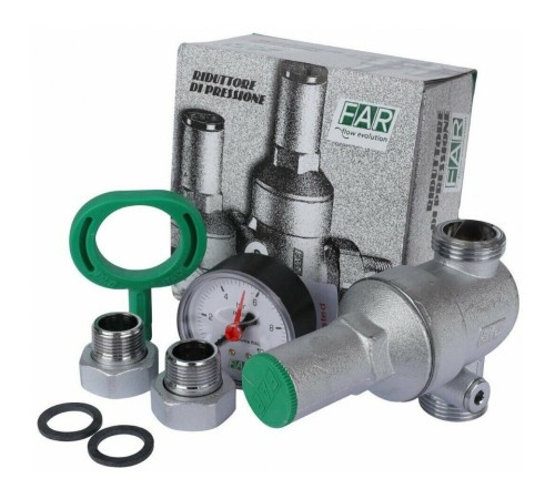 Редуктор давления хром FAR 3/4" наружный-наружный, c манометром FA 2815 34 (ФАР) Редуктор давления хром FAR 3/4" наружный-наружный, c манометром FA 2815 34 (ФАР)