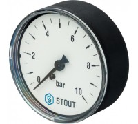 Манометр аксиальный 63 мм 1/4", 0-10 бар STOUT