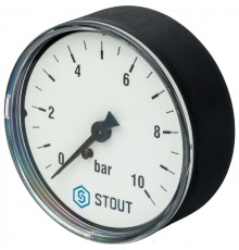 Манометр аксиальный 63 мм 1/4", 0-10 бар STOUT