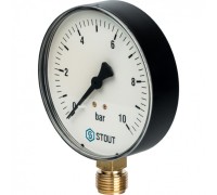 Манометр радиальный 100 мм 1/2", 0-10 бар STOUT