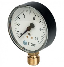 Манометр радиальный 80 мм 1/2", 0-10 бар STOUT