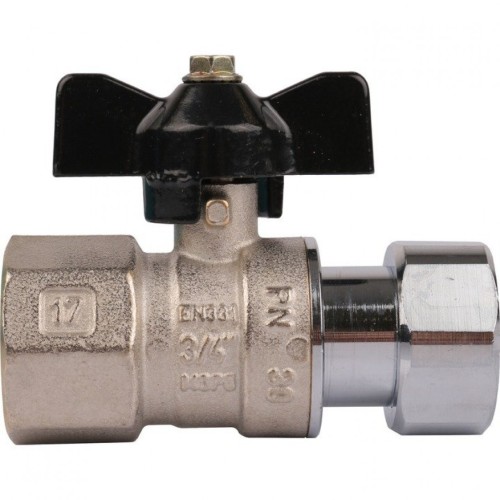 Кран шаровой с накидной гайкой ВР 3/4x3/4 с накидной гайкой, ручка бабочка Stout