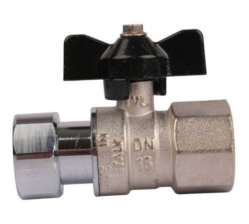 Кран шаровой с накидной гайкой ВР 3/4x3/4 с накидной гайкой, ручка бабочка Stout