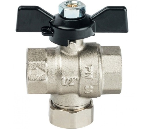 Кран шаровой с фильтром 1/2", ручка бабочка Stout