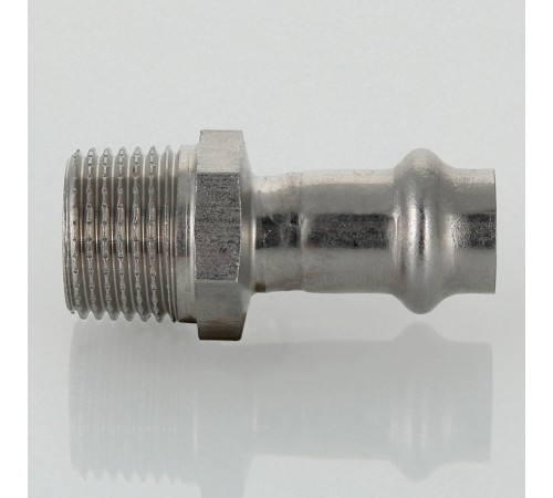 Пресс-муфта с наружной резьбой 28 мм х 3/4"  из нержавеющей стали VTi.901.I.002805 VALTEC (ВАЛТЕК)